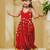 Red embroidered georgette lehenga set