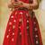 Red embroidered georgette lehenga set