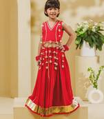 Pink embroidered georgette lehenga set