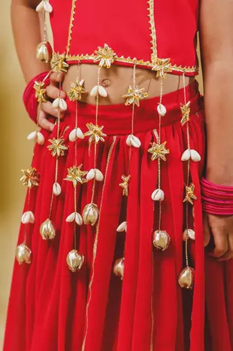 pink embroidered georgette girls lehenga set