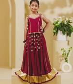 Maroon embroidered georgette lehenga set