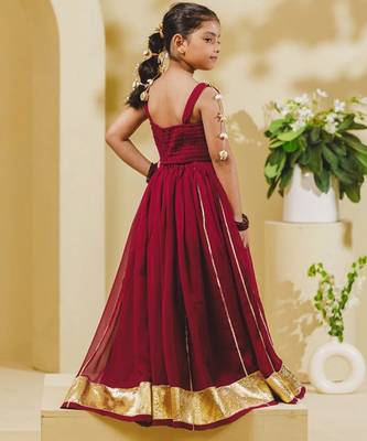 Maroon embroidered georgette lehenga set 2