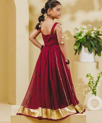 Maroon embroidered georgette lehenga set 3
