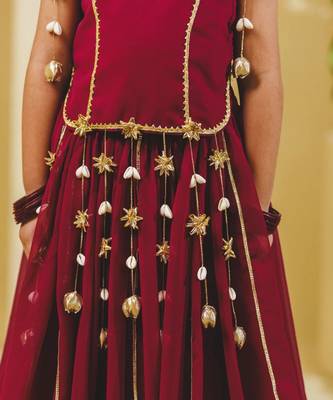 Maroon embroidered georgette lehenga set 4