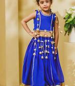 Blue embroidered georgette lehenga set