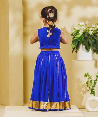 Blue embroidered georgette lehenga set 2