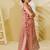 Pink embroidered tissue organza anarkali and ponchu set