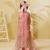 Pink embroidered tissue organza anarkali and ponchu set