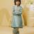 Blue embroidered tissue organza kurta and pant