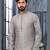 Grey jacquard zari booti kurta pajama set with threadwork
