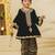 Green embroidered velvet kurti set