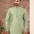 Pista green jacquard zari booti kurta pajama set with threadwork