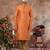 Orenge jacquard zari booti kurta pajama set with threadwork