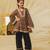Brown printed velvet kurti set