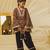 Brown printed velvet kurti set
