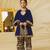 Blue embroidered velvet kurti set