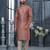 Multy colour digital-printed silk kurta pajama set with threadwork neckline