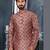 Multy colour digital-printed silk kurta pajama set with threadwork neckline