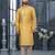 Yellow jacquard zari booti kurta pajama set with threadwork