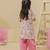 Off white pink printed satin kurti set