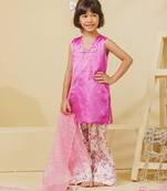 Purple embroidered satin kurti set