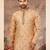 Peach colour digital-printed silk kurta pajama set with threadwork neckline
