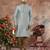 Light firozi colour jacquard zari booti kurta pajama set with threadwork