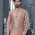 Pink jacquard zari booti kurta pajama set with threadwork