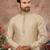 Light yellow jacquard zari booti kurta pajama set with threadwork