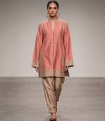 Pink beige chanderi silk kurta and pant set