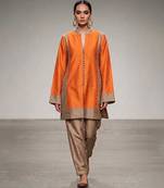Orange beige chanderi silk kurta and pant set