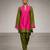 Pink olive green chanderi silk kurta and pant set