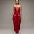 Crimson red embroidered dupion silk co ord set