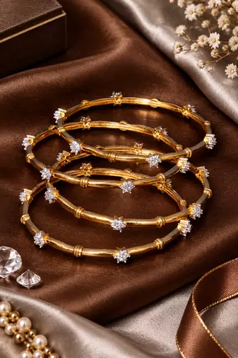 Gold Plated CZ American Diamond Bangles