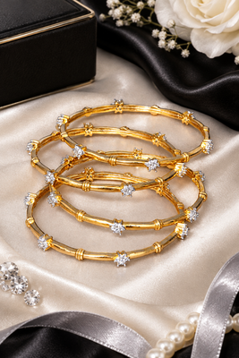 Gold Plated CZ American Diamond Bangles 3