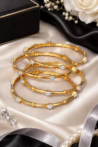Gold Plated CZ American Diamond Bangles