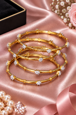 Gold Plated CZ American Diamond Bangles 4