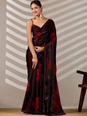 Floral Organza Designer printed Saree with blouse 1