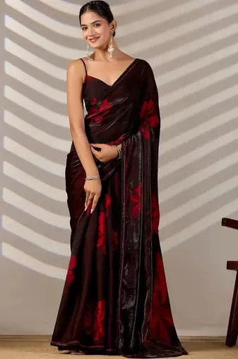 Floral Organza Designer printed Saree with blouse