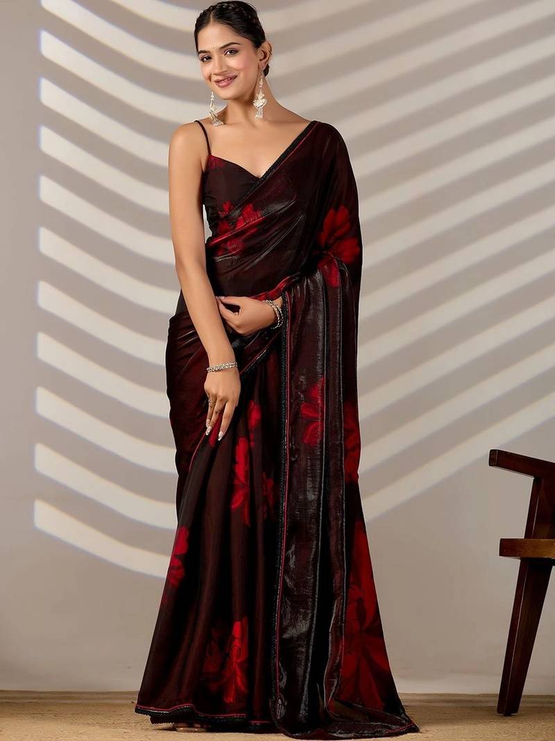Floral Organza Designer printed Saree with blouse