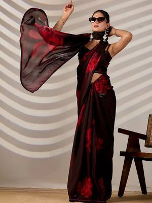 Floral Organza Designer printed Saree with blouse 2
