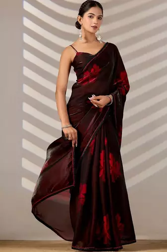 Floral Organza Designer printed Saree with blouse