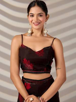 Floral Organza Designer printed Saree with blouse 5