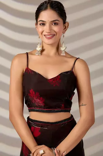 Floral Organza Designer printed Saree with blouse