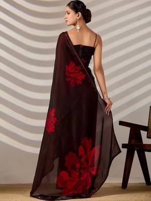 Floral Organza Designer printed Saree with blouse 6