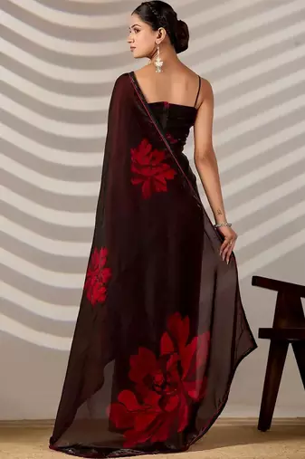 Floral Organza Designer printed Saree with blouse