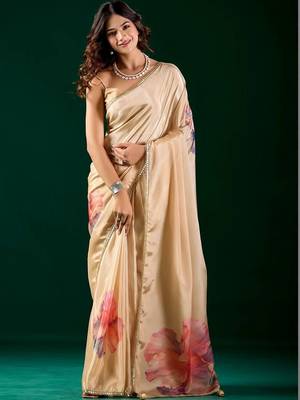 Floral printed Organza Designer  Saree with blouse  3