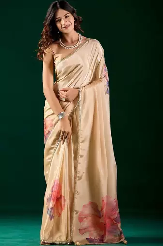 Floral printed Organza Designer  Saree with blouse 