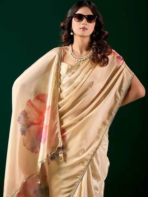 Floral printed Organza Designer  Saree with blouse  4