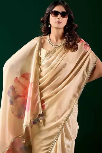 Floral printed Organza Designer  Saree with blouse 